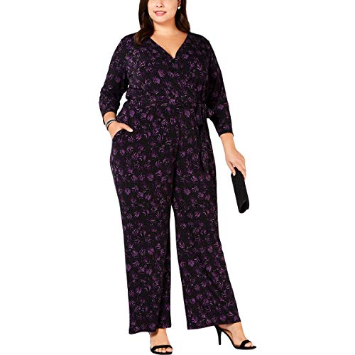 Plus Size Belted Printed Jumpsuit