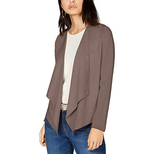 INC International Concepts Open-Front Moleskin Cardigan (Lite Cocoa, S)