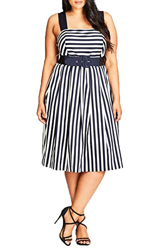 City Chic Trendy Plus Size Belted Striped Dress