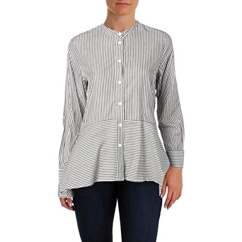 French Connection Women Summer Stripe Mix Long Sleeve Button Down Top