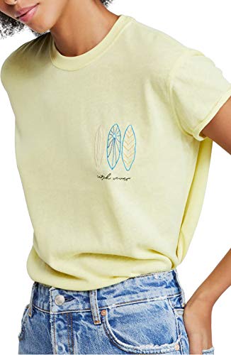 Free People Womens Short Sleeve Crew Neck T-Shirt Lime S