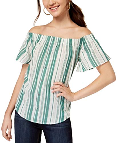 Juniors' Striped Off-The-Shoulder Top