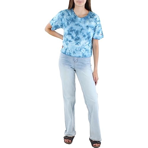 Champion Womens Logo Fitness Tie-Dyed Crewneck Crop Shirts & Tops