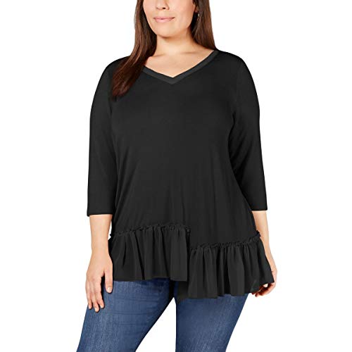 Plus Size Asymmetric Ruffle-Hem Top