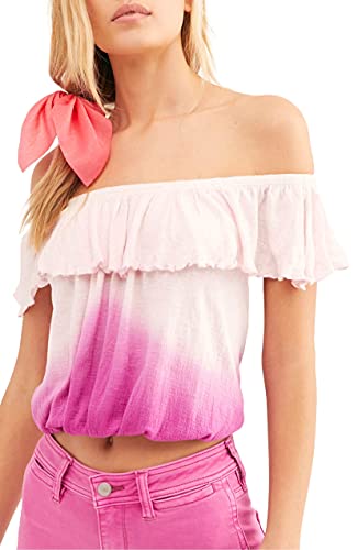 Free People Cora Lee Off The Shoulder Ombre Flounce Top
