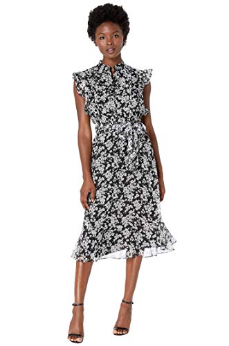 LAUREN RALPH LAUREN Petite Floral Georgette Dress Polo Black/Silk White 14P