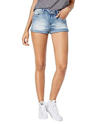 Indigo Rein Juniors High Waisted Cuffed Denim Shorts