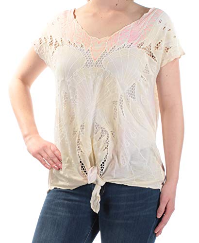 Free People Womens Linen Blend Crochet Detail Tunic Top