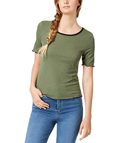 Juniors' Colorblocked Lettuce-Edge T-Shirt
