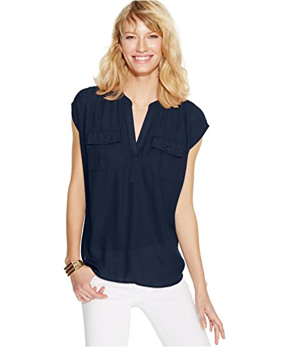INC Petite Mixed-Media Utility Shirt