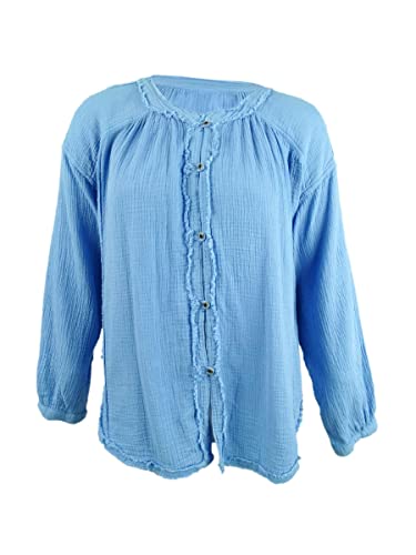 Free People Moving Mountains Cotton Frayed Trim Top