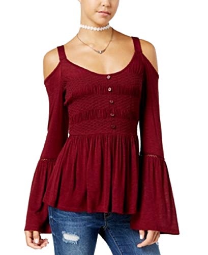 Juniors' Cold-Shoulder Bell-Sleeve Top