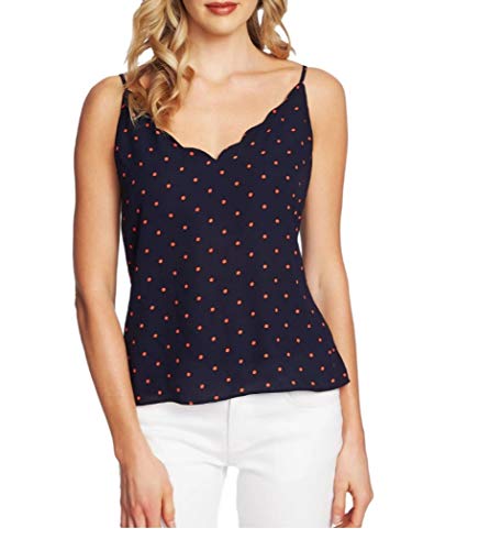 Tropic Dots Scalloped V-Neck Camisole Top