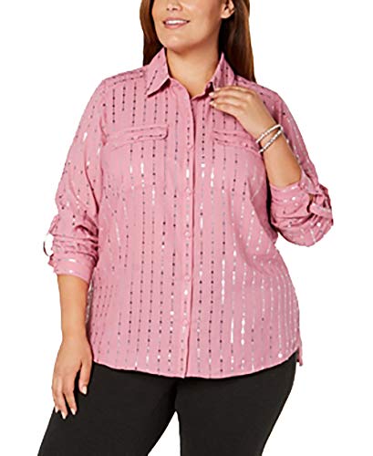 Plus Size Foil-Print Utility Shirt