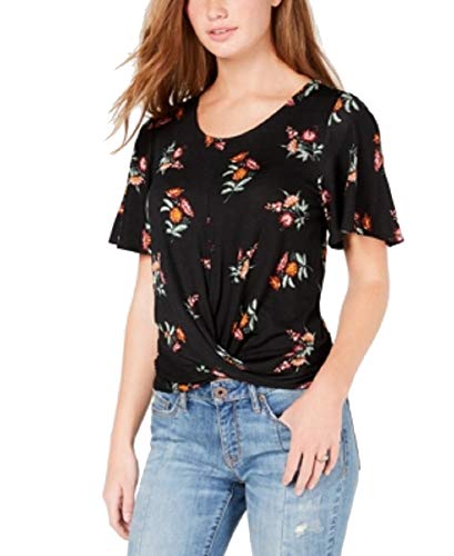 Juniors' Floral-Print Twist-Front Top