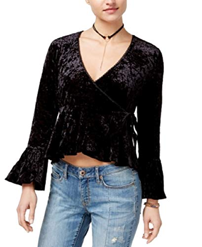 Juniors' Velvet Wrap Top
