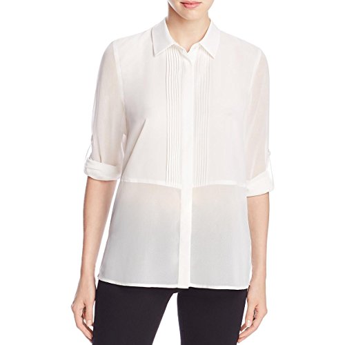 Finity Womens Pintuck Button-Down Blouse