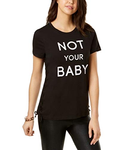 Juniors' Not Your Baby Lace-Up Graphic T-Shirt