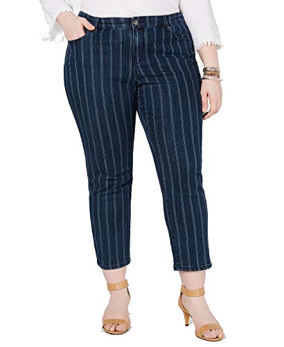 Plus Size Striped Ankle Jeans