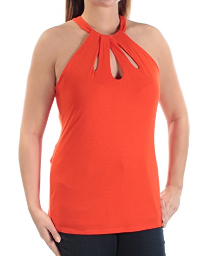 INC Womens Tropic Heat Cut-Out Sleeveless Halter Top Orange L