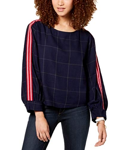 Juniors' Striped-Sleeve Top