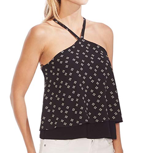 Printed Layered-Hem Halter Top