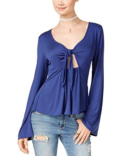 Juniors' Tie-Front Cutout Top