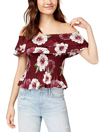 Juniors' Cotton Off-The-Shoulder Smocked Top