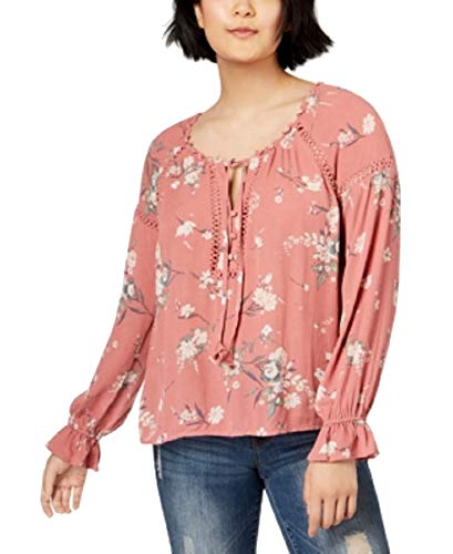 Juniors' Lace-Trim Poet Blouse