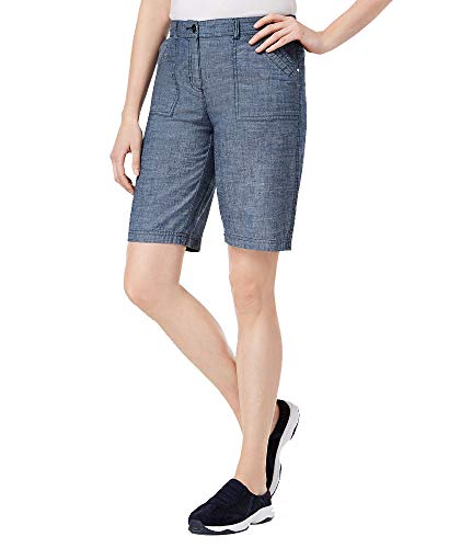 Karen Scott Petite Cotton Shorts Chambray 12P