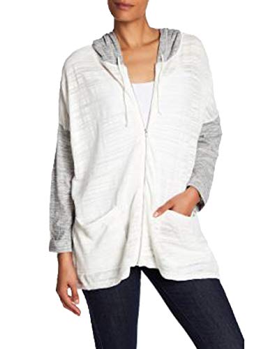 French Connection Womens Jacket Colorblock Zip Up Klint Hooded Sweatshirt (White, XS)
