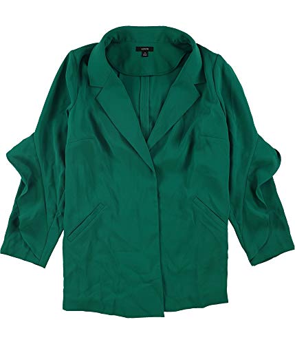 Alfani Womens Flounce Sleeve Jacket, Green, 2X