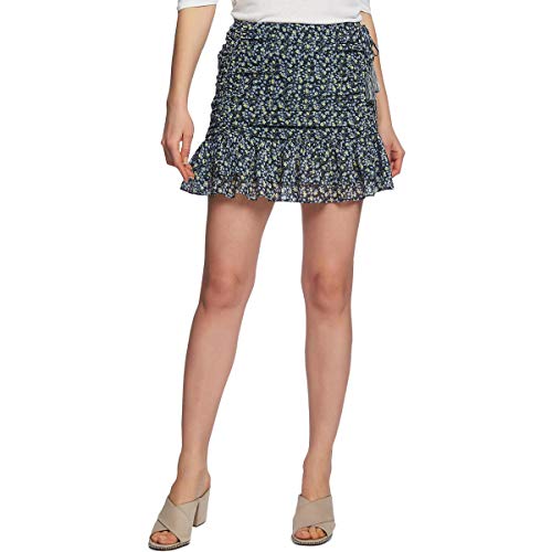 Cascading Calico Ruched-Seam Skirt