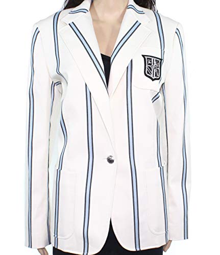 LAUREN RALPH LAUREN Bullion-Patch Striped Blazer Mascarpone Cream Multi 16