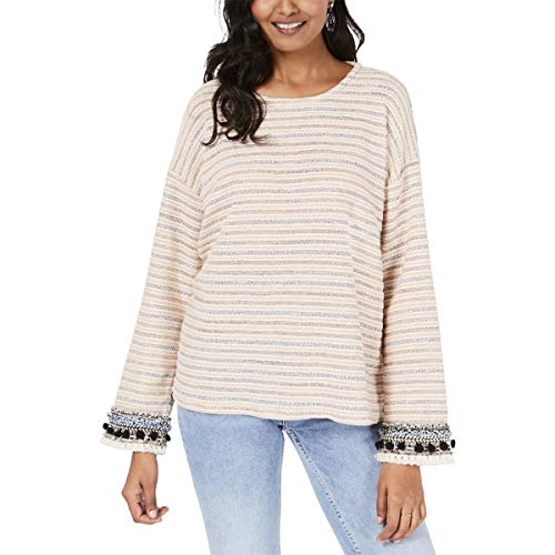 Textured-Stripe Fringe-Trim Top