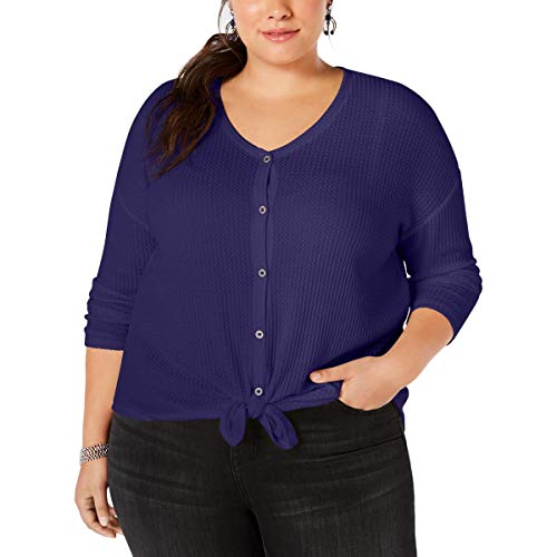 Plus Size V-Neck Thermal Top