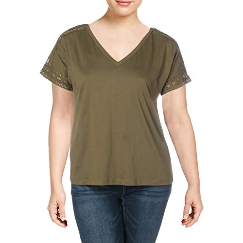 Lauren Ralph Lauren Lace Trim Short Sleeve Top