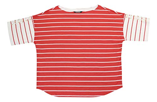 Ralph Lauren Petite Stripe-Print Lace-Up Cotton Top