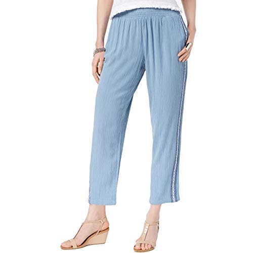 Crochet-Trim Pull-On Pants