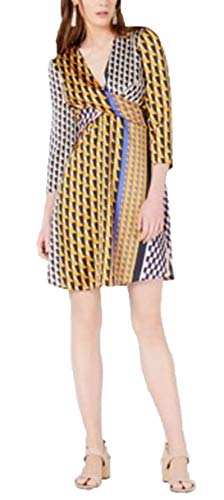 Geo-Print Twist-Front Dress