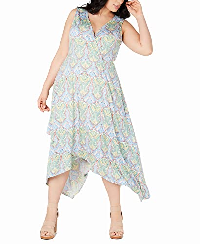 Trendy Plus Size Paisley Handkerchief-Hem Dress