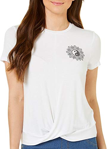 Juniors' Magic Knot-Front Graphic T-Shirt