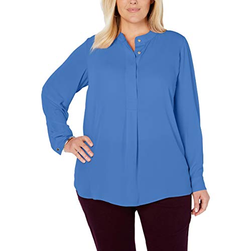 Plus Size Banded-Collar Top