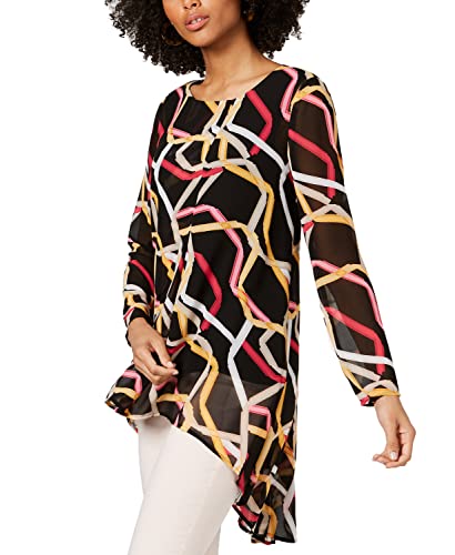 Petite Floral-Print High-Low Tunic