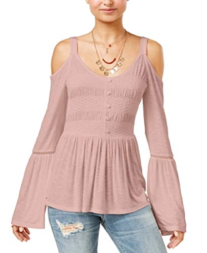 Juniors' Cold-Shoulder Bell-Sleeve Top