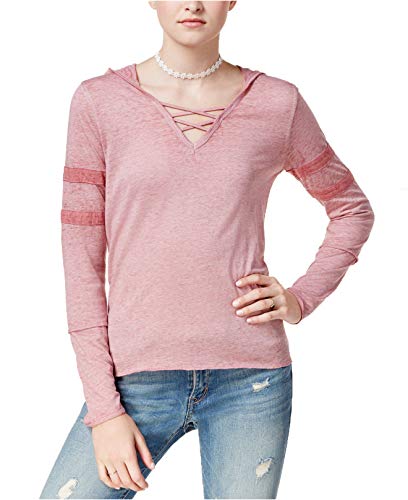 Juniors' Burnout Crisscross-Trim Hoodie