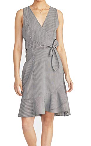 Dawn Striped Faux-Wrap Dress