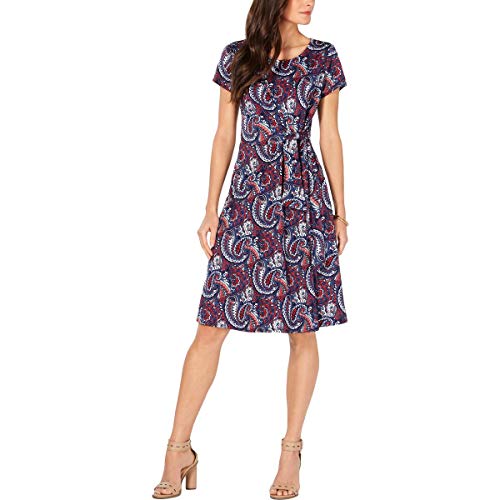 Petite Paisley Printed Tie-Front Dress