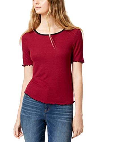 Juniors' Colorblocked Lettuce-Edge T-Shirt