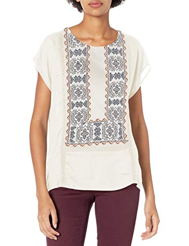 Embroidered Mixed-Media Top